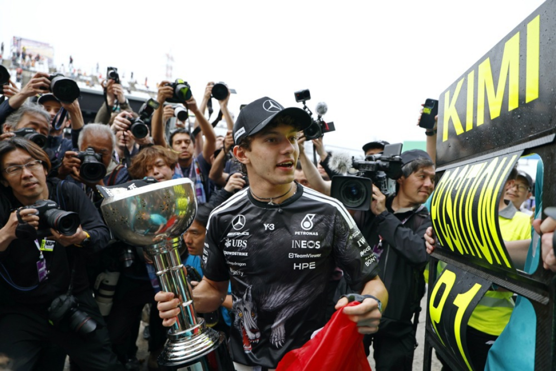 Italijan Kimi Antonelli zmagal na VN Japonske za vodstvo v SP